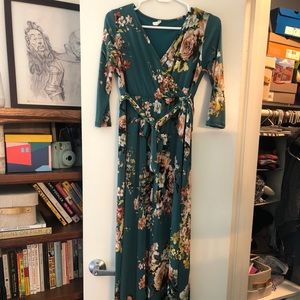 Green floral maternity maxi dress